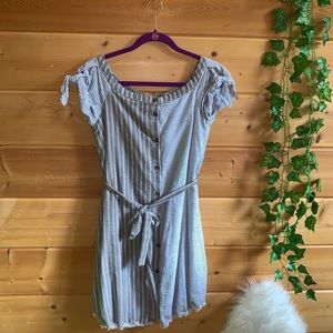 Gray Patch-Tie Dress